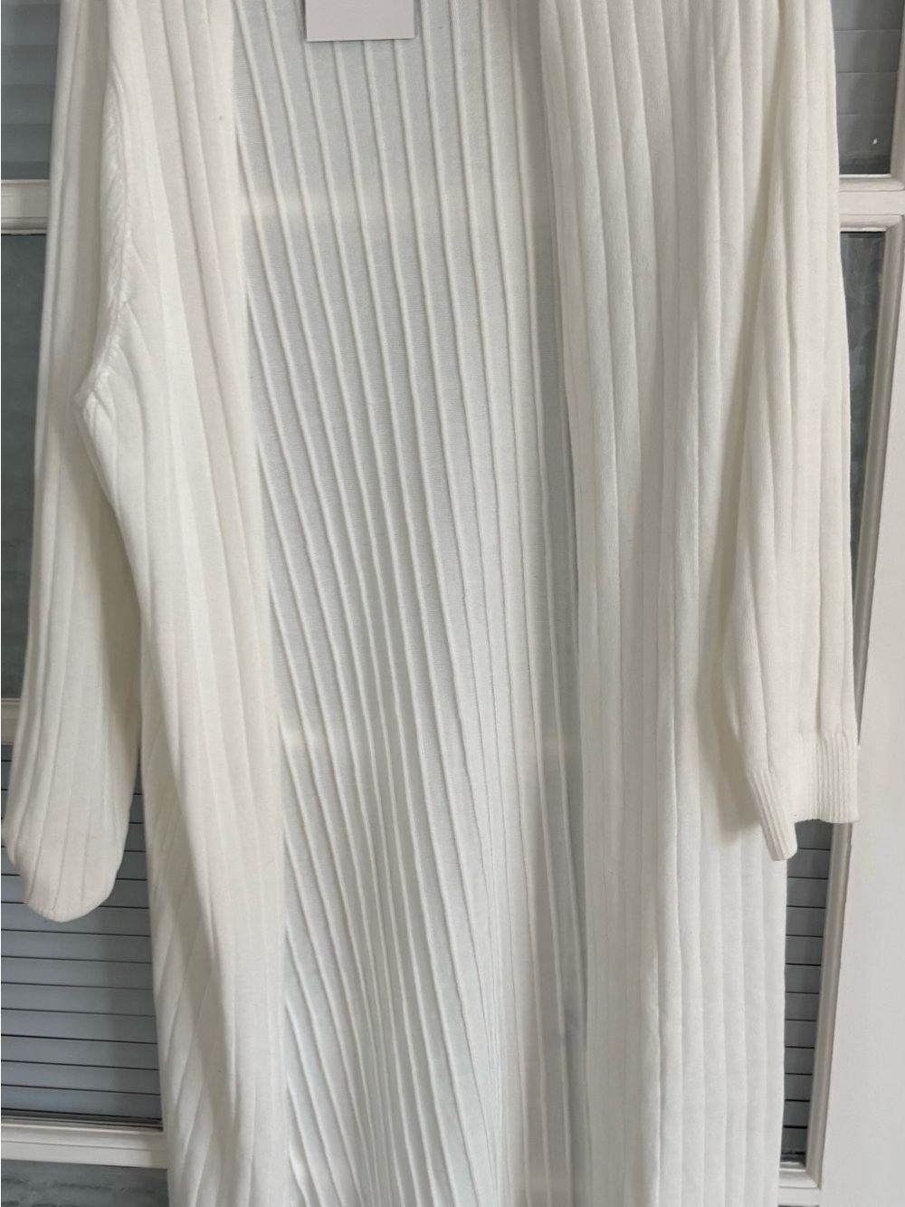 White Ribbed Long Sleeve Women’s Sweater